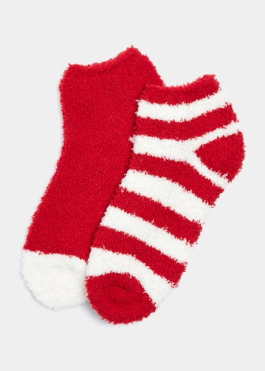 2 Pack Multicoloured Christmas Candy Cane Slipper Socks