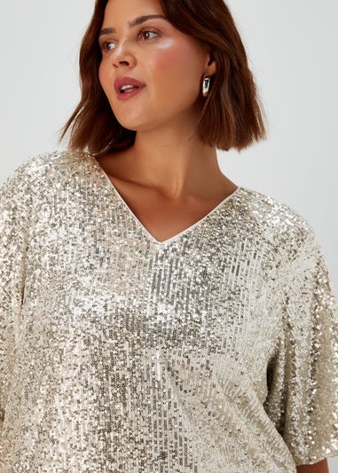 Papaya Curve Gold Sequin Sparkle Box Top