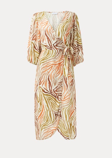 Papaya Petite Multicoloured Zebra Print Wrap Dress