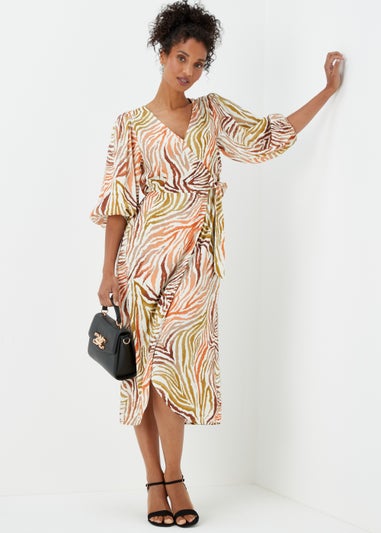 Papaya Petite Multicoloured Zebra Print Wrap Dress