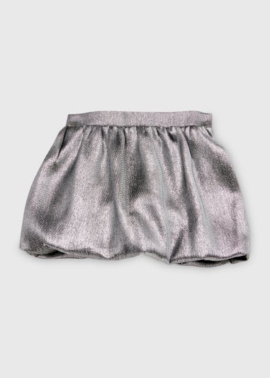 Girls Silver Puff Ball Skirt (4-12yrs)