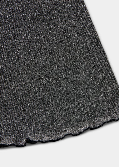 Girls Silver Glitter Flared Leggings (4-13yrs)