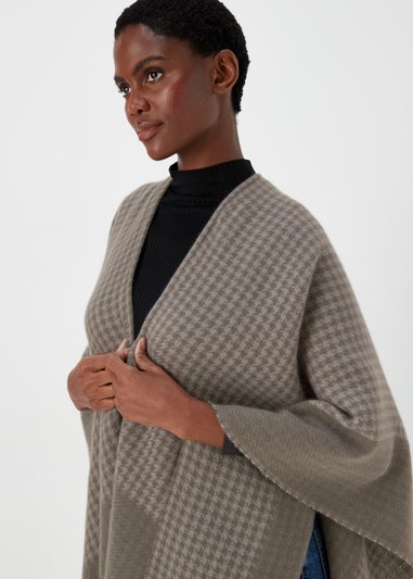 Grey Border Micro Check Shawl