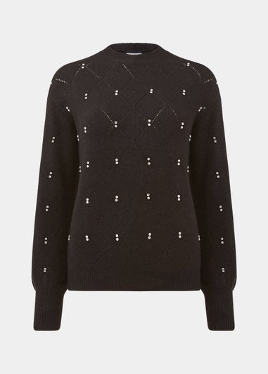 Black Embellished Diamond Jumper