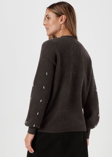 Black Embellished Diamond Jumper