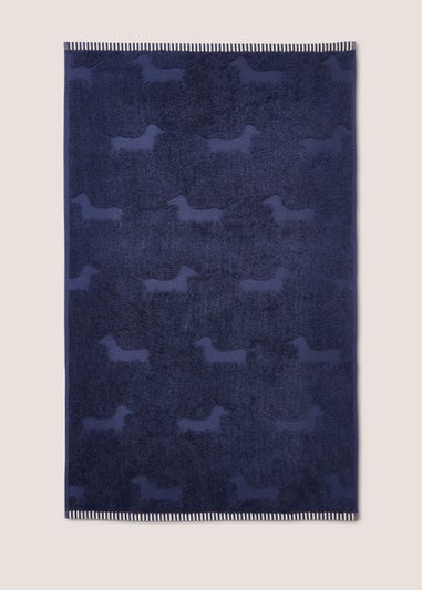 Blue Sausage Dog Hand Towel