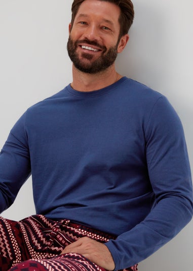 Burgundy Henley Fairisle Print Christmas Pyjamas