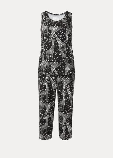 Black Giraffe Print Pyjama Set