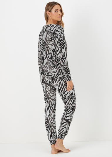 Grey Zebra Print Lounge Top