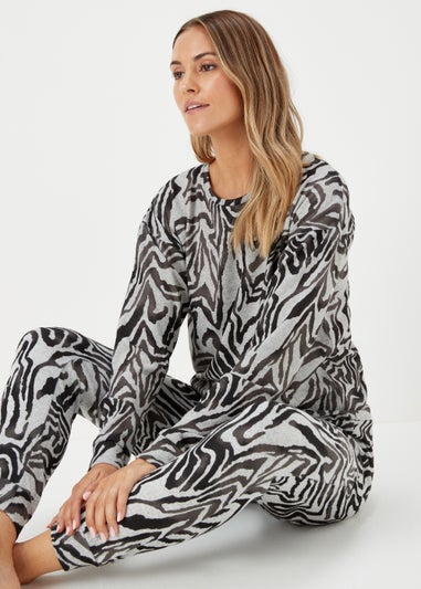 Grey Zebra Print Lounge Top