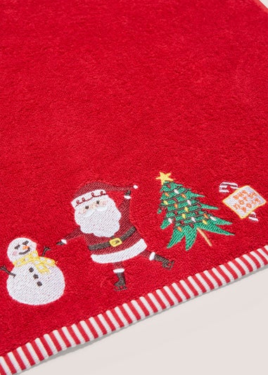 Red Christmas Santa & Friends 100% Cotton Hand Towel (50cm x 80cm)