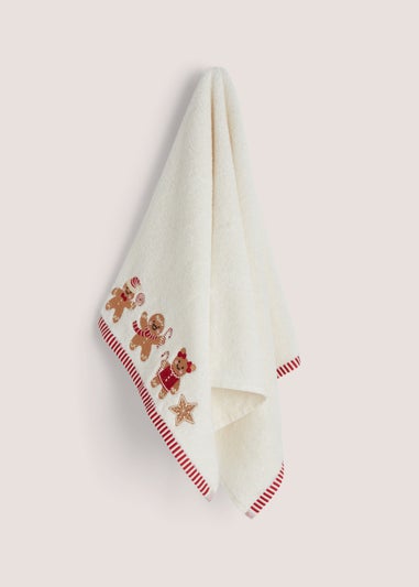 White Christmas Gingerbread 100% Cotton Hand Towel (50cm x 80cm)