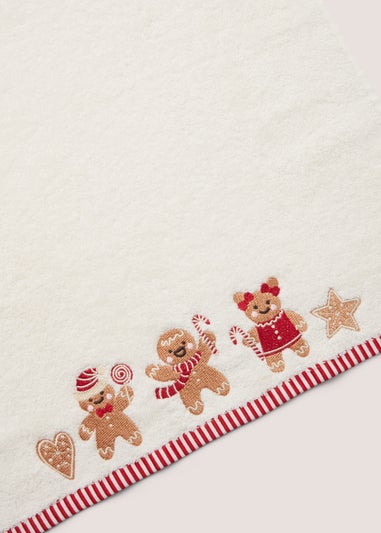White Christmas Gingerbread 100% Cotton Hand Towel (50cm x 80cm)