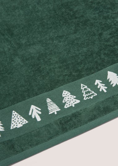 Green Christmas Tree 100% Cotton Hand Towel