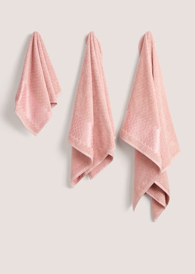 Pink Geo 100% Cotton Towels