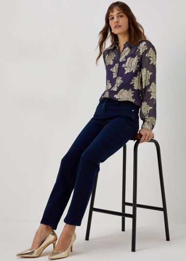 Et Vous Navy Metallic Longline Shirt