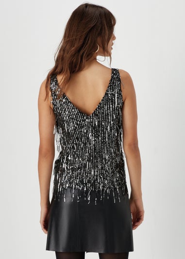 Et Vous Silver Sequin Cami Top