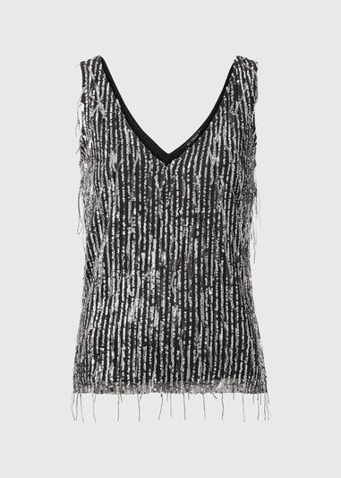 Et Vous Silver Sequin Cami Top