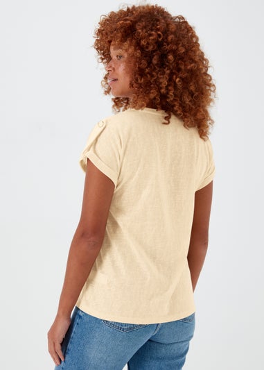 Beige Metallic Tab T-Shirt