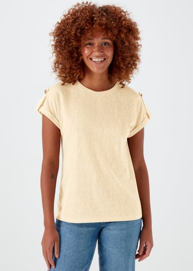 Beige Metallic Tab T-Shirt