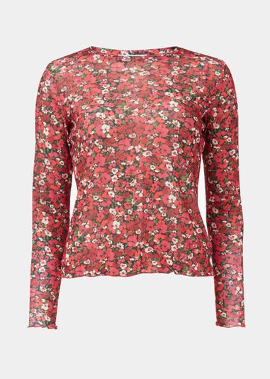 Multicoloured Floral Mesh Top