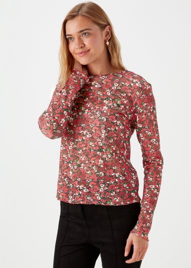 Multicoloured Floral Mesh Top