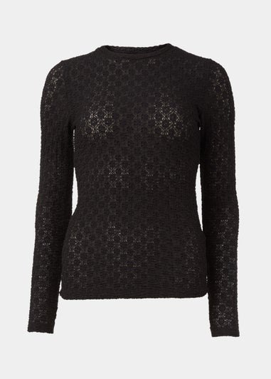 Black Lace Long Sleeve Top