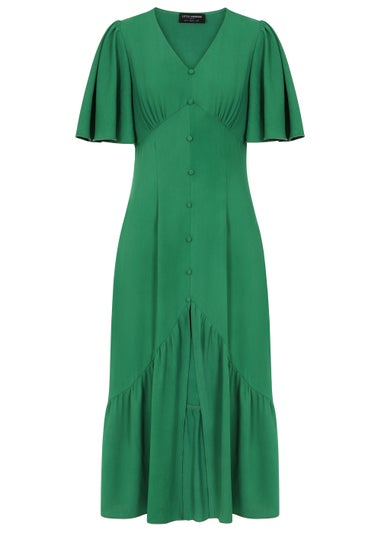 Little Mistress by Vogue Williams Green Angel Sleeve Midi Dress