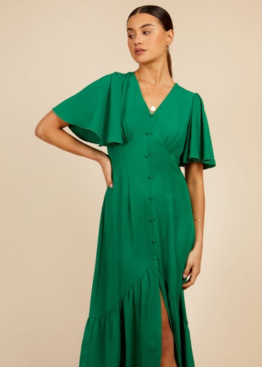 Little Mistress by Vogue Williams Green Angel Sleeve Midi Dress