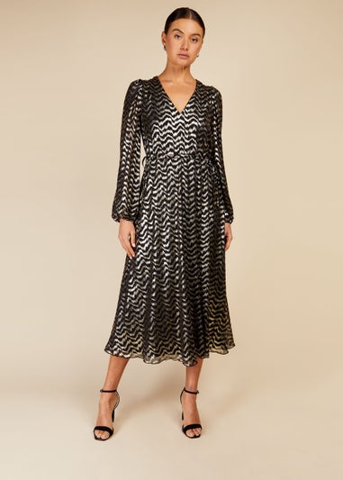 Little Mistress by Vogue Williams Foil V-Neck Midi Dress