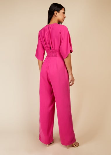 Little Mistress Pink Mock Wrap Jumpsuit