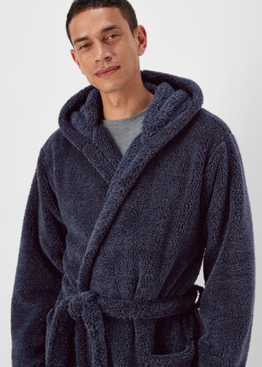 Navy Hooded Dressing Gown