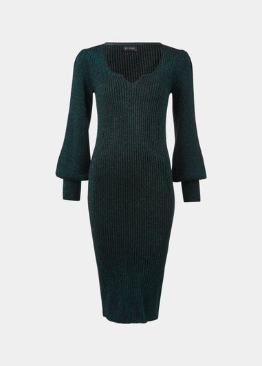 Et Vous Green Metallic Knitted Dress