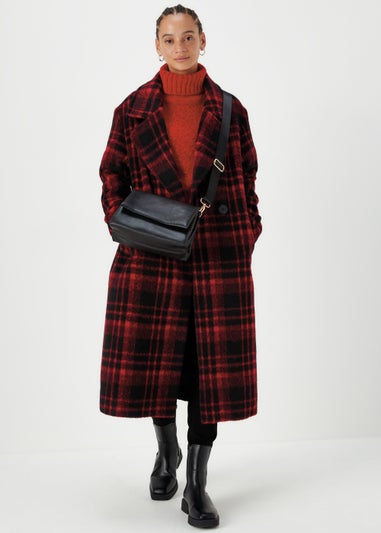 Papaya Petite Red Check Overcoat