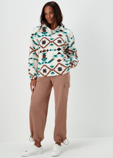 Beige Slouch Utility Joggers