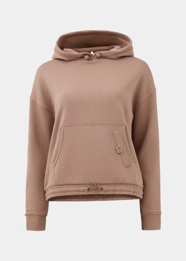 Beige Slouch Utility Hoodie