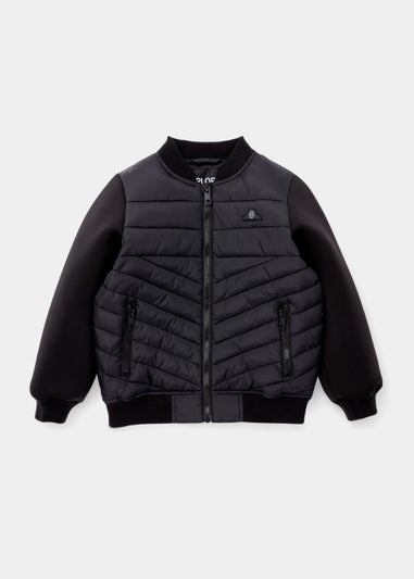 Boys Black Quilted Bomber Jacket (4-13yrs)