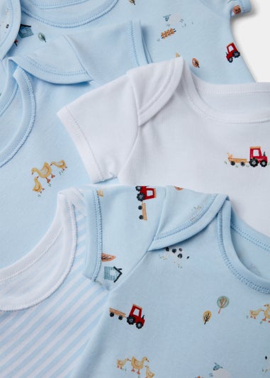 Baby Blue Farm Print Bodysuits (Newborn-23mths)