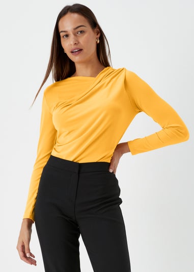 Et Vous Yellow Drape Jersey Top