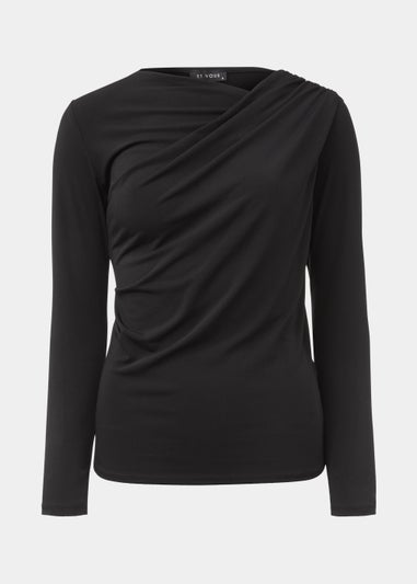 Et Vous Black Drape Jersey Top