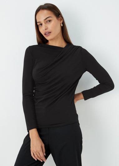 Et Vous Black Drape Jersey Top