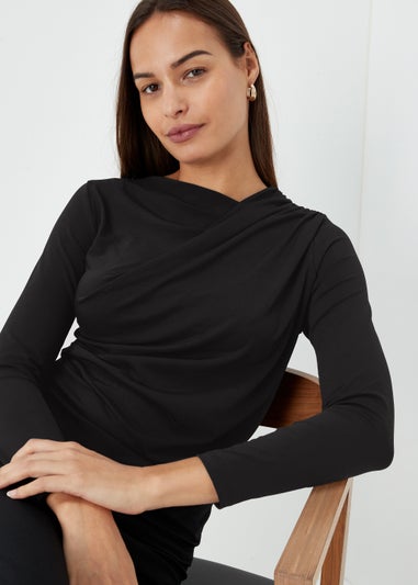 Et Vous Black Drape Jersey Top