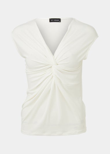 Et Vous Ivory Twist Jersey Top