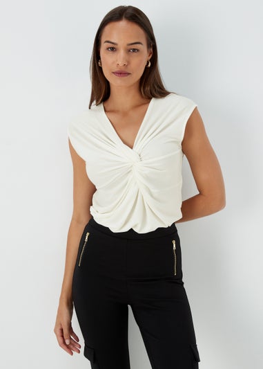 Et Vous Ivory Twist Jersey Top