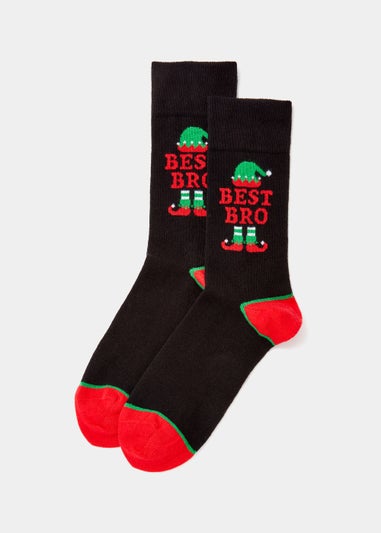 Black Best Brother Christmas Socks