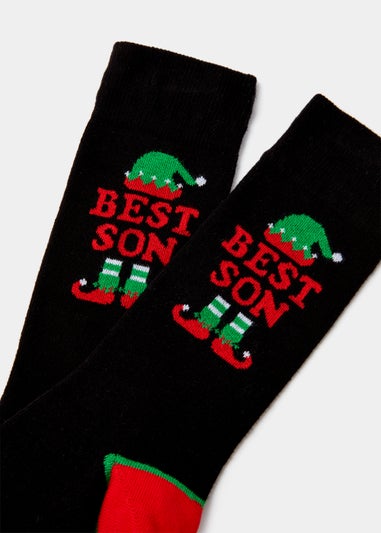 Black Best Son Christmas Socks