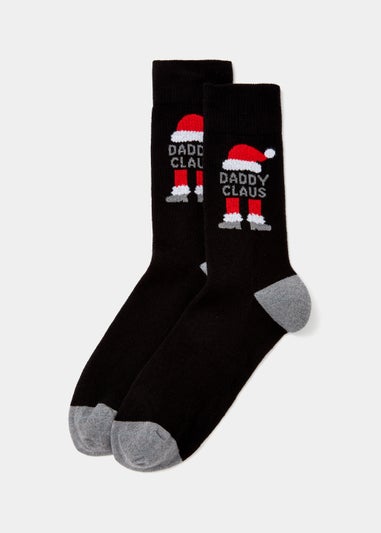 Black Daddy Claus Christmas Socks