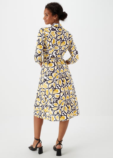 Et Vous Yellow Floral Woven Midi Shirt Dress