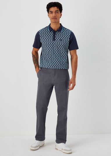 Charcoal Straight Fit Stretch Chinos