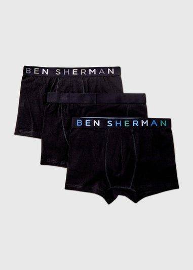 Ben Sherman 3 Pack Black Trunks